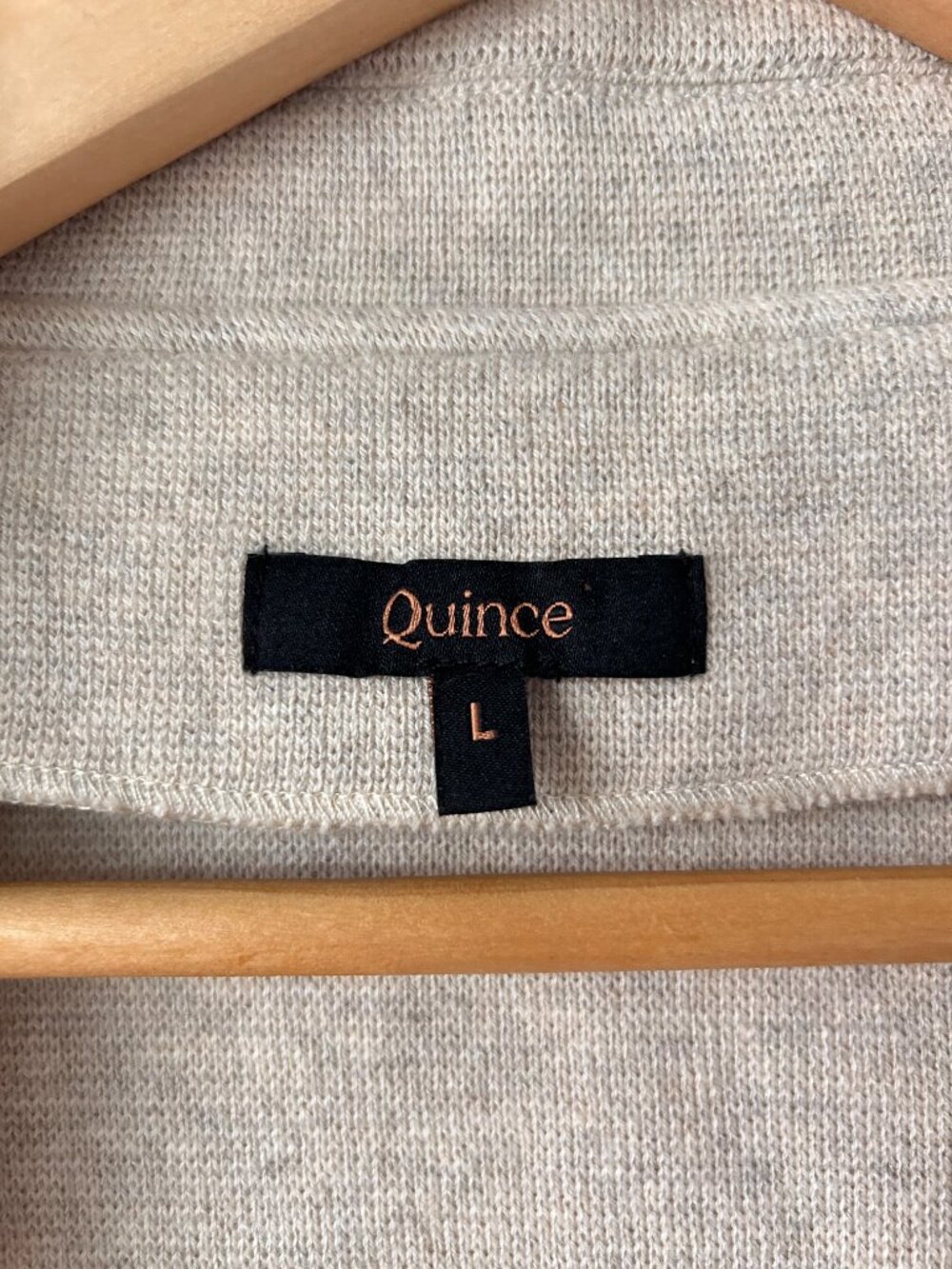 Quince 100% Organic Cotton Knit Blazer Heather Oatmeal Open Front L - Picture 2 of 6